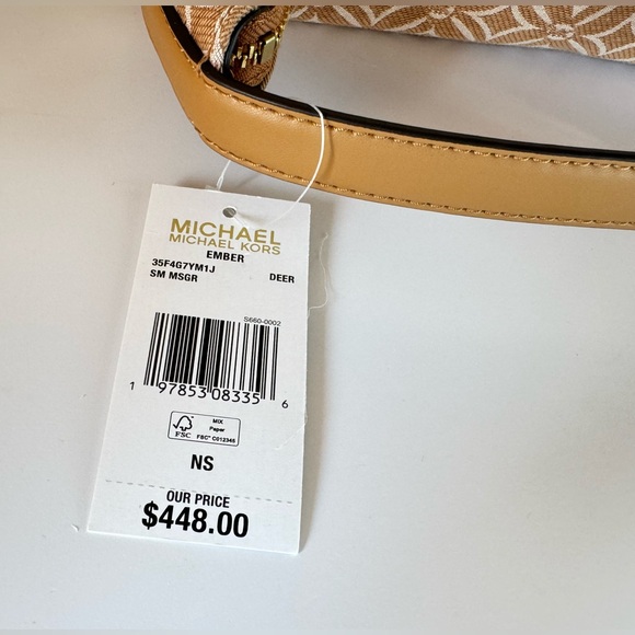 Michael Kors Ember Small Shoulder Crossbody Bag MK Light Brown Multi - Picture 7 of 14